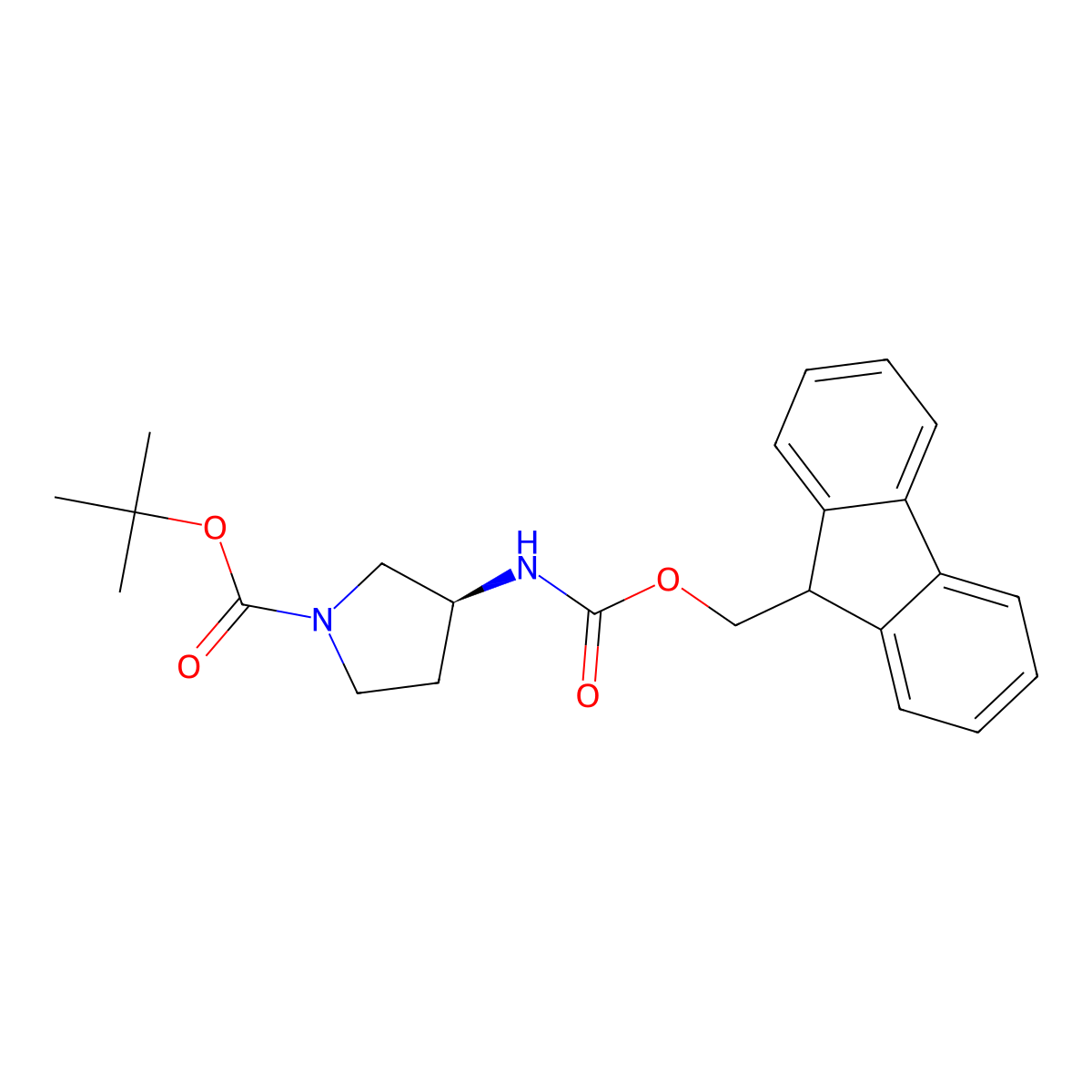 (S)-(+)-N-Boc-3-N-Fmoc-aminopyrrolidine molecular structure, CAS 307531-88-0