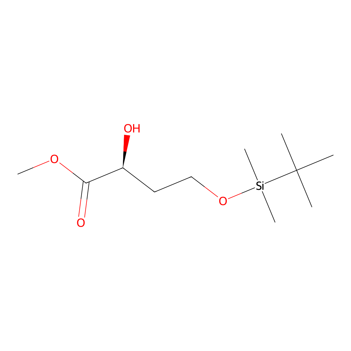 Methyl (S)-(-)-4-(tert-butyldimethylsilyloxy)-2-hydroxybutanoate molecular structure, CAS 307532-01-0