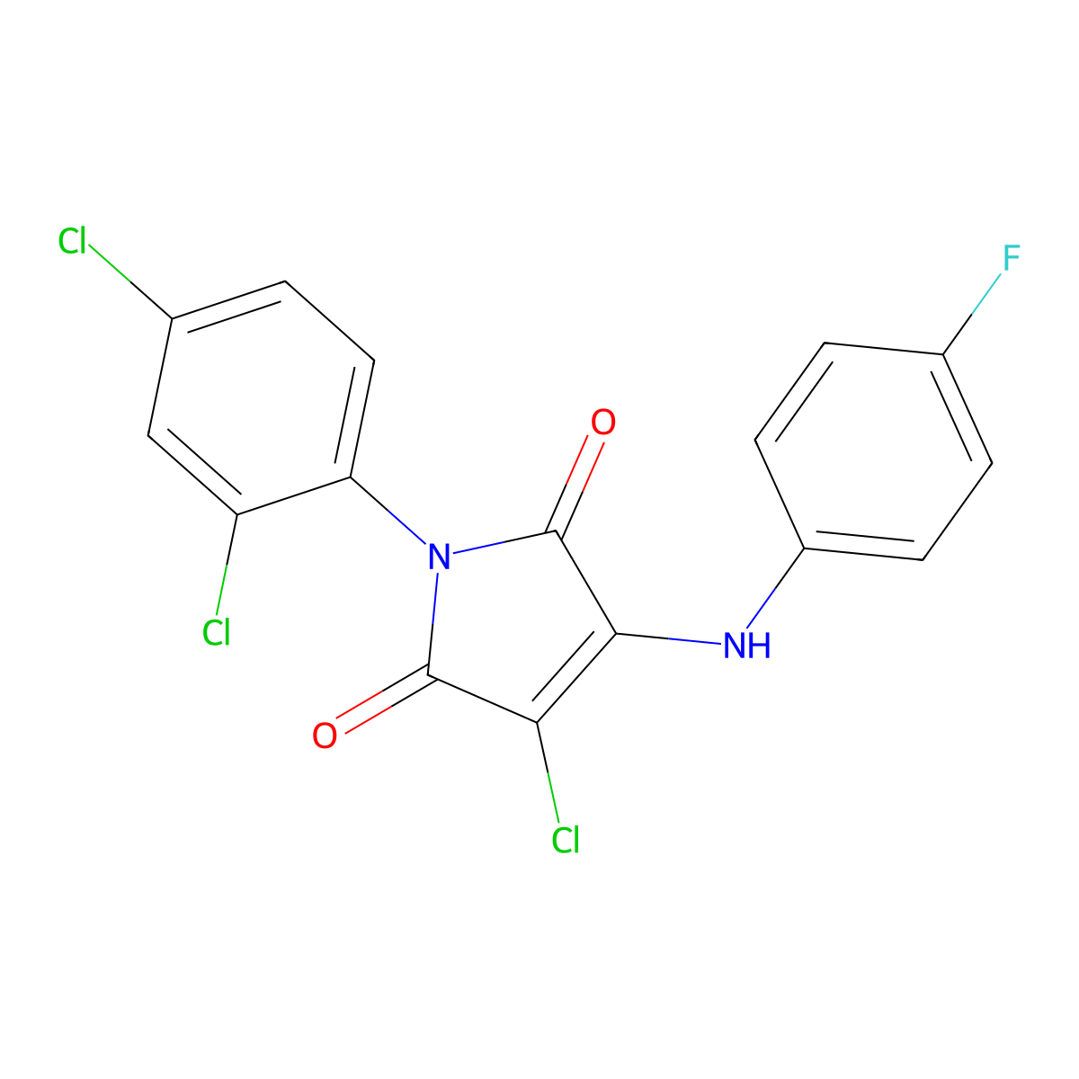 3-Chloro-1-(2,4-dichlorophenyl)-4-(4-fluoroanilino)pyrrole-2,5-dione molecular structure, CAS 307532-98-5