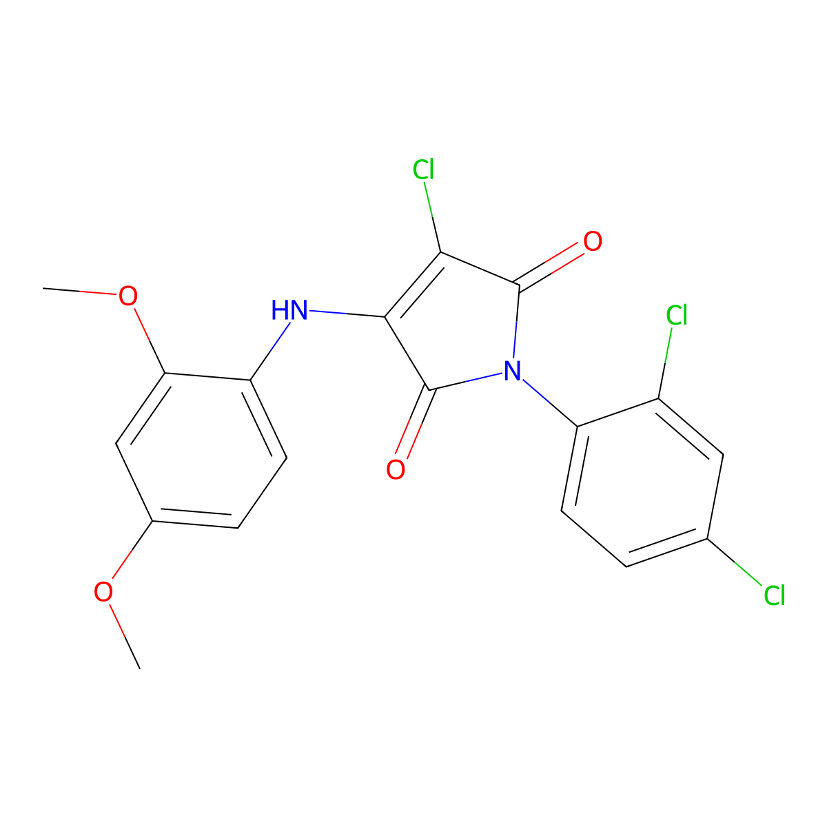 3-Chloro-1-(2,4-dichlorophenyl)-4-(2,4-dimethoxyanilino)pyrrole-2,5-dione molecular structure, CAS 307533-06-8