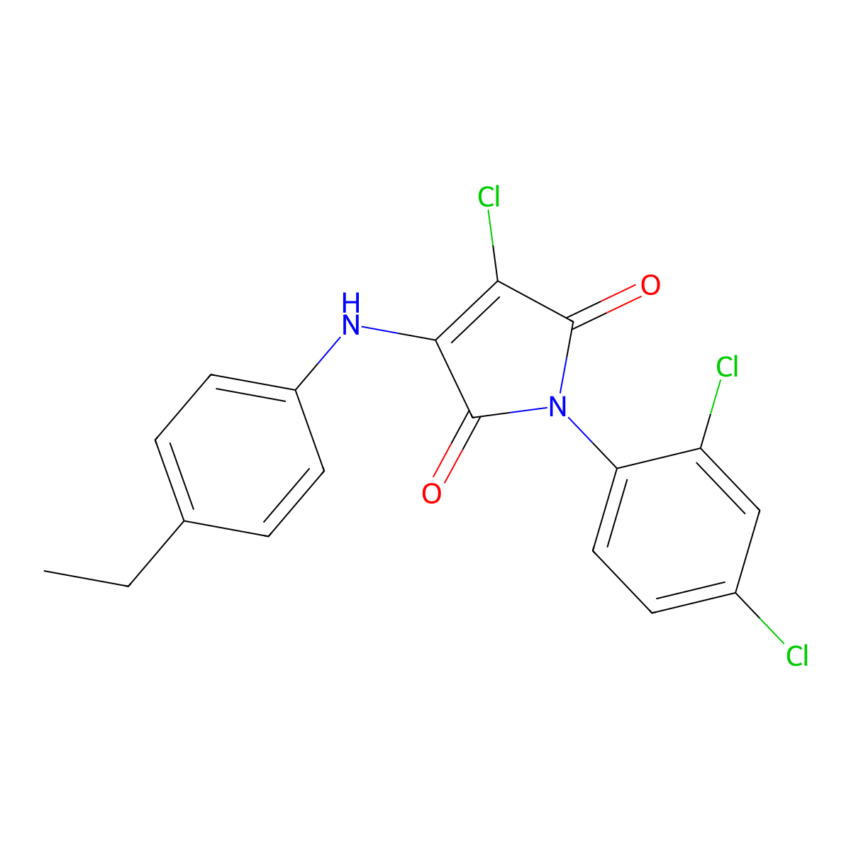 3-Chloro-1-(2,4-dichlorophenyl)-4-(4-ethylanilino)pyrrole-2,5-dione molecular structure, CAS 307533-09-1