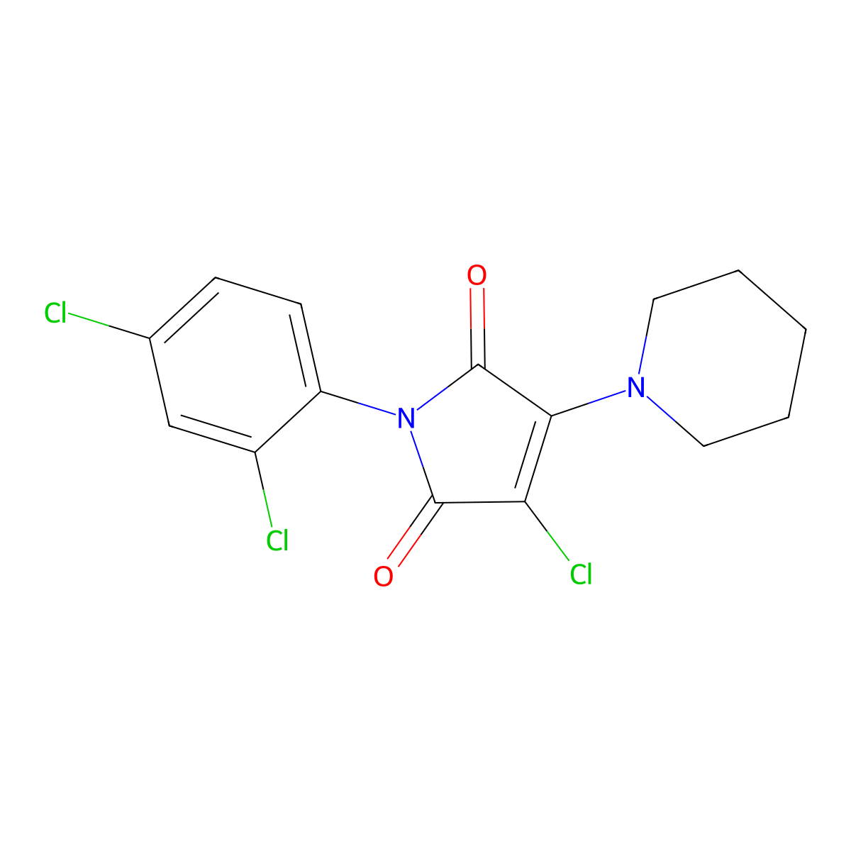 3-Chloro-1-(2,4-dichlorophenyl)-4-piperidin-1-ylpyrrole-2,5-dione molecular structure, CAS 307533-12-6