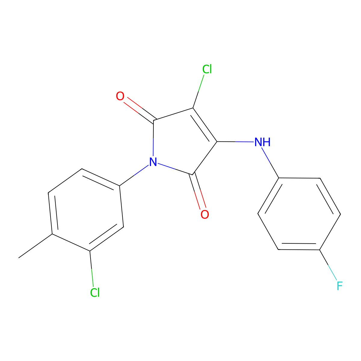 3-Chloro-1-(3-chloro-4-methylphenyl)-4-(4-fluoroanilino)pyrrole-2,5-dione molecular structure, CAS 307534-17-4