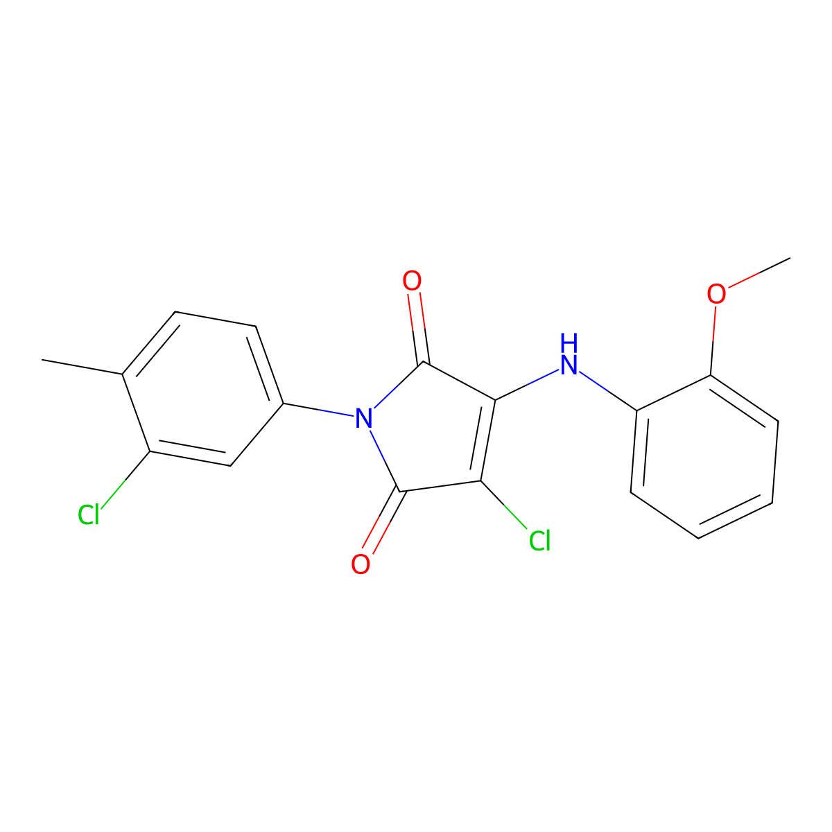 3-Chloro-1-(3-chloro-4-methylphenyl)-4-(2-methoxyanilino)pyrrole-2,5-dione molecular structure, CAS 307534-22-1