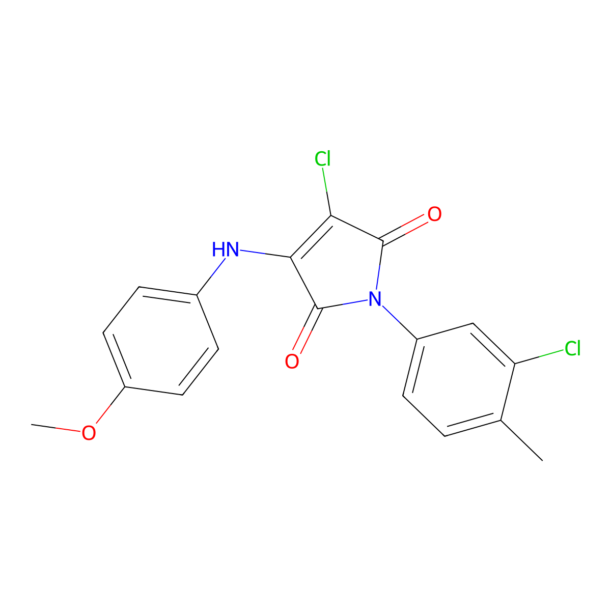 3-Chloro-1-(3-chloro-4-methylphenyl)-4-(4-methoxyanilino)pyrrole-2,5-dione molecular structure, CAS 307534-24-3