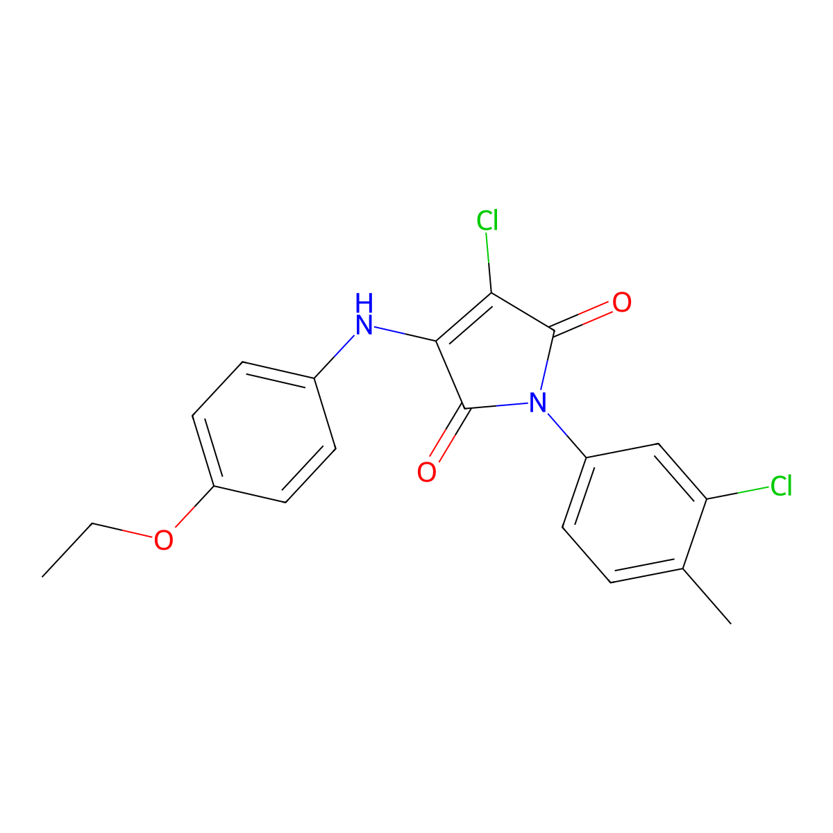 3-Chloro-1-(3-chloro-4-methylphenyl)-4-(4-ethoxyanilino)pyrrole-2,5-dione molecular structure, CAS 307534-26-5