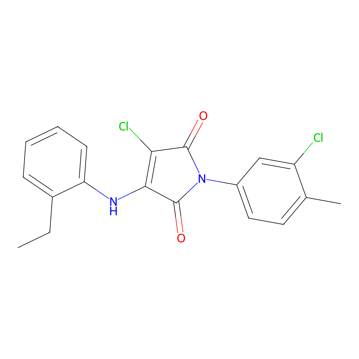 3-Chloro-1-(3-chloro-4-methylphenyl)-4-(2-ethylanilino)pyrrole-2,5-dione molecular structure, CAS 307534-28-7
