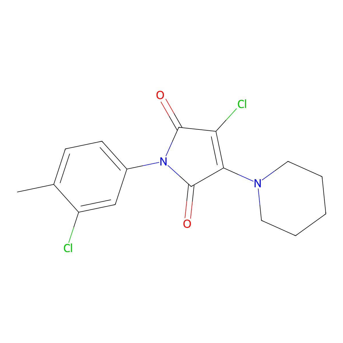 3-Chloro-1-(3-chloro-4-methylphenyl)-4-piperidin-1-ylpyrrole-2,5-dione molecular structure, CAS 307534-31-2