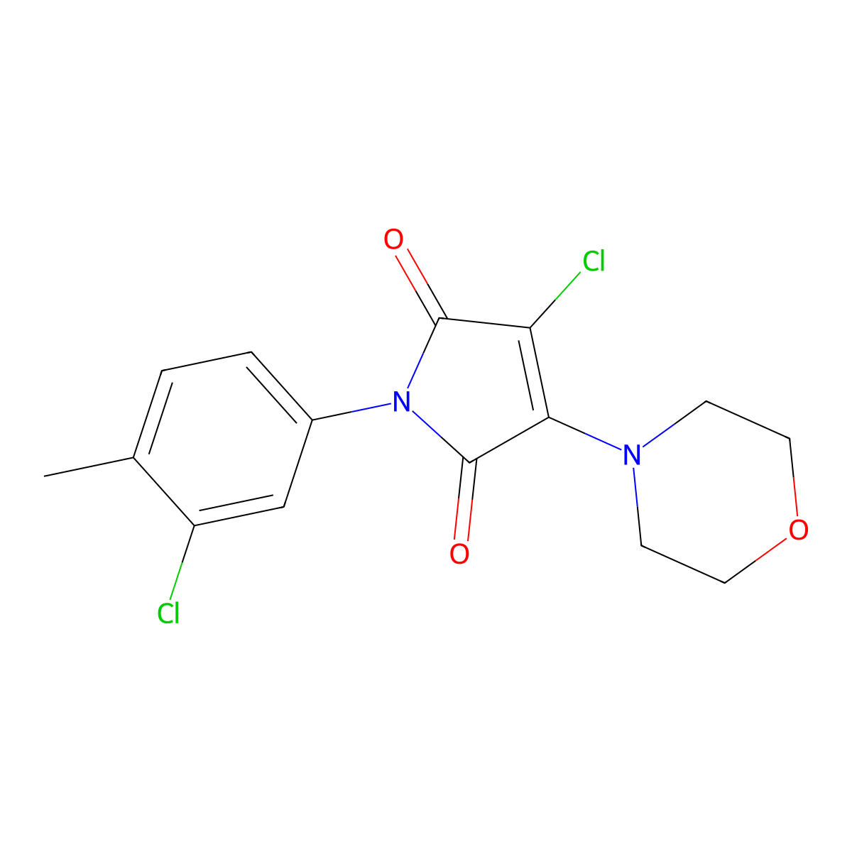 3-Chloro-1-(3-chloro-4-methylphenyl)-4-morpholin-4-ylpyrrole-2,5-dione molecular structure, CAS 307534-32-3