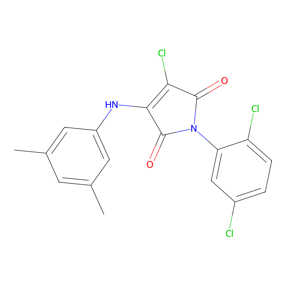 3-Chloro-1-(2,5-dichlorophenyl)-4-(3,5-dimethylanilino)pyrrole-2,5-dione molecular structure, CAS 307534-40-3