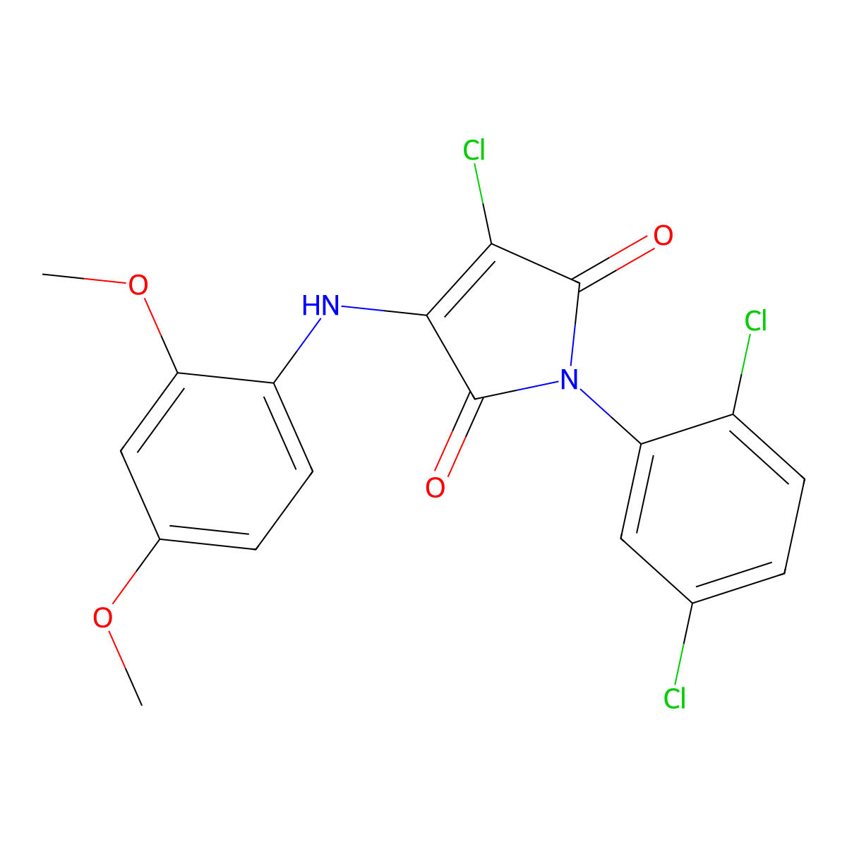 3-Chloro-1-(2,5-dichlorophenyl)-4-(2,4-dimethoxyanilino)pyrrole-2,5-dione molecular structure, CAS 307534-42-5