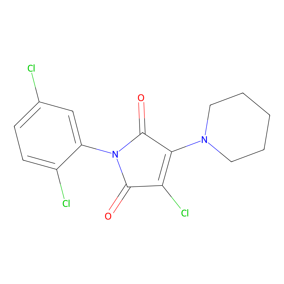 3-Chloro-1-(2,5-dichlorophenyl)-4-piperidin-1-ylpyrrole-2,5-dione molecular structure, CAS 307534-50-5