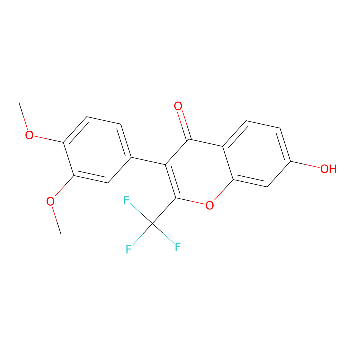 3-(3,4-dimethoxyphenyl)-7-hydroxy-2-(trifluoromethyl)-4H-chromen-4-one molecular structure, CAS 307534-84-5