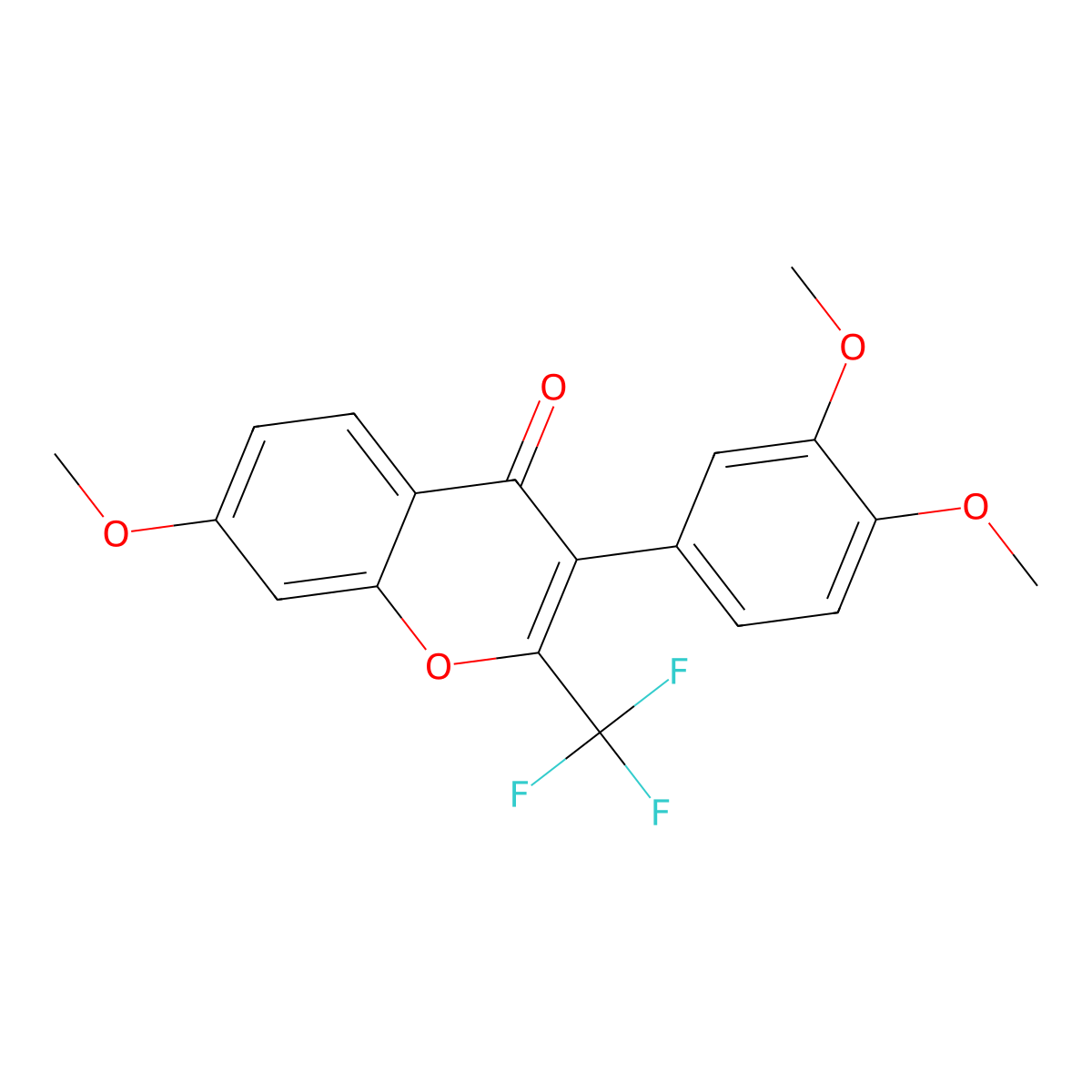3-(3,4-dimethoxyphenyl)-7-methoxy-2-(trifluoromethyl)-4H-chromen-4-one molecular structure, CAS 307534-85-6