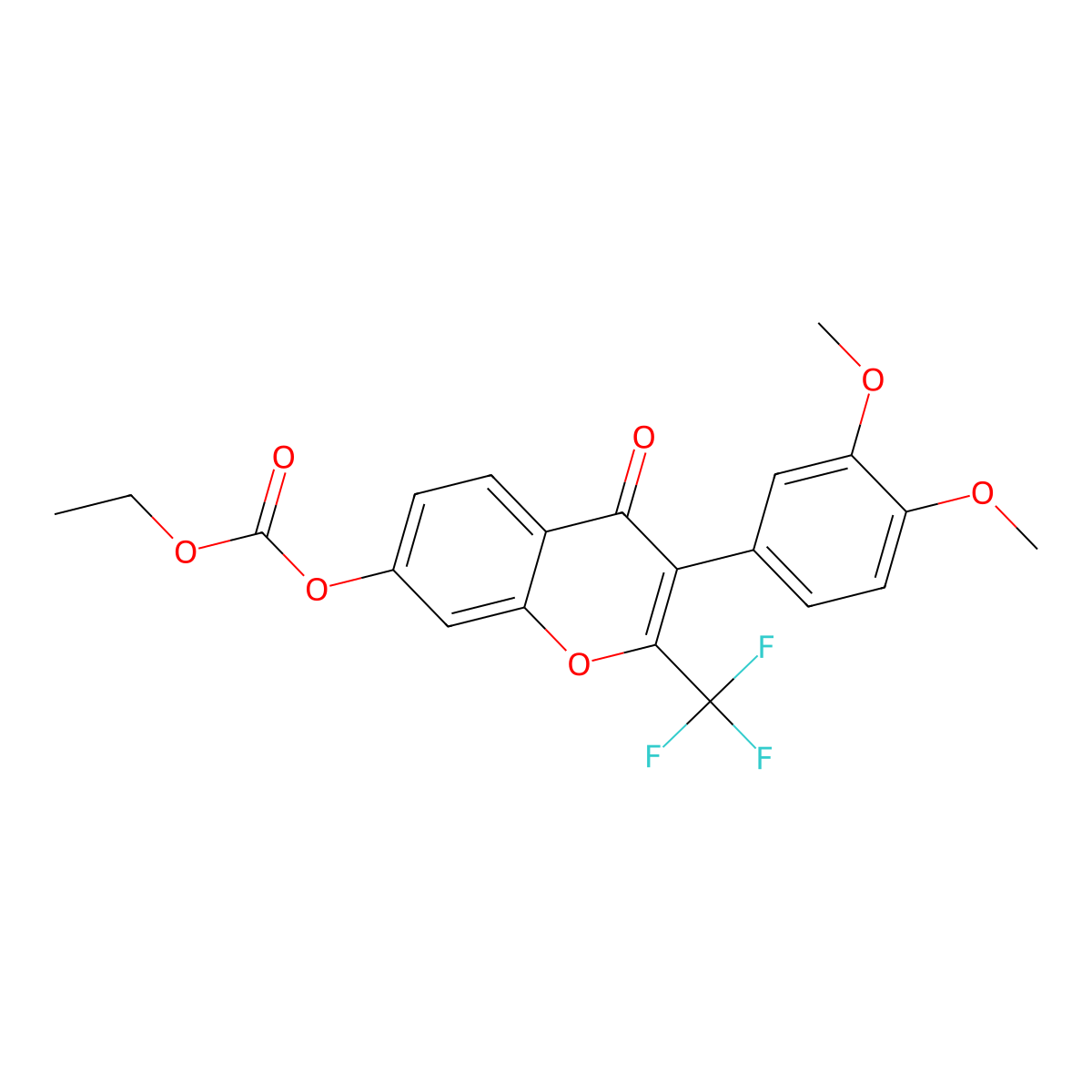 3-(3,4-dimethoxyphenyl)-4-oxo-2-(trifluoromethyl)-4H-chromen-7-yl ethyl carbonate molecular structure, CAS 307534-91-4