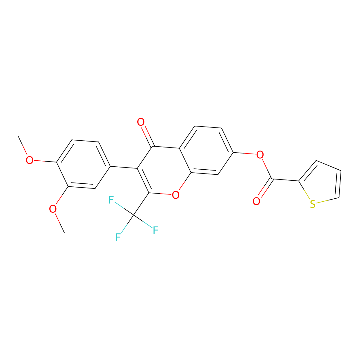 3-(3,4-dimethoxyphenyl)-4-oxo-2-(trifluoromethyl)-4H-chromen-7-yl 2-thiophenecarboxylate molecular structure, CAS 307534-95-8