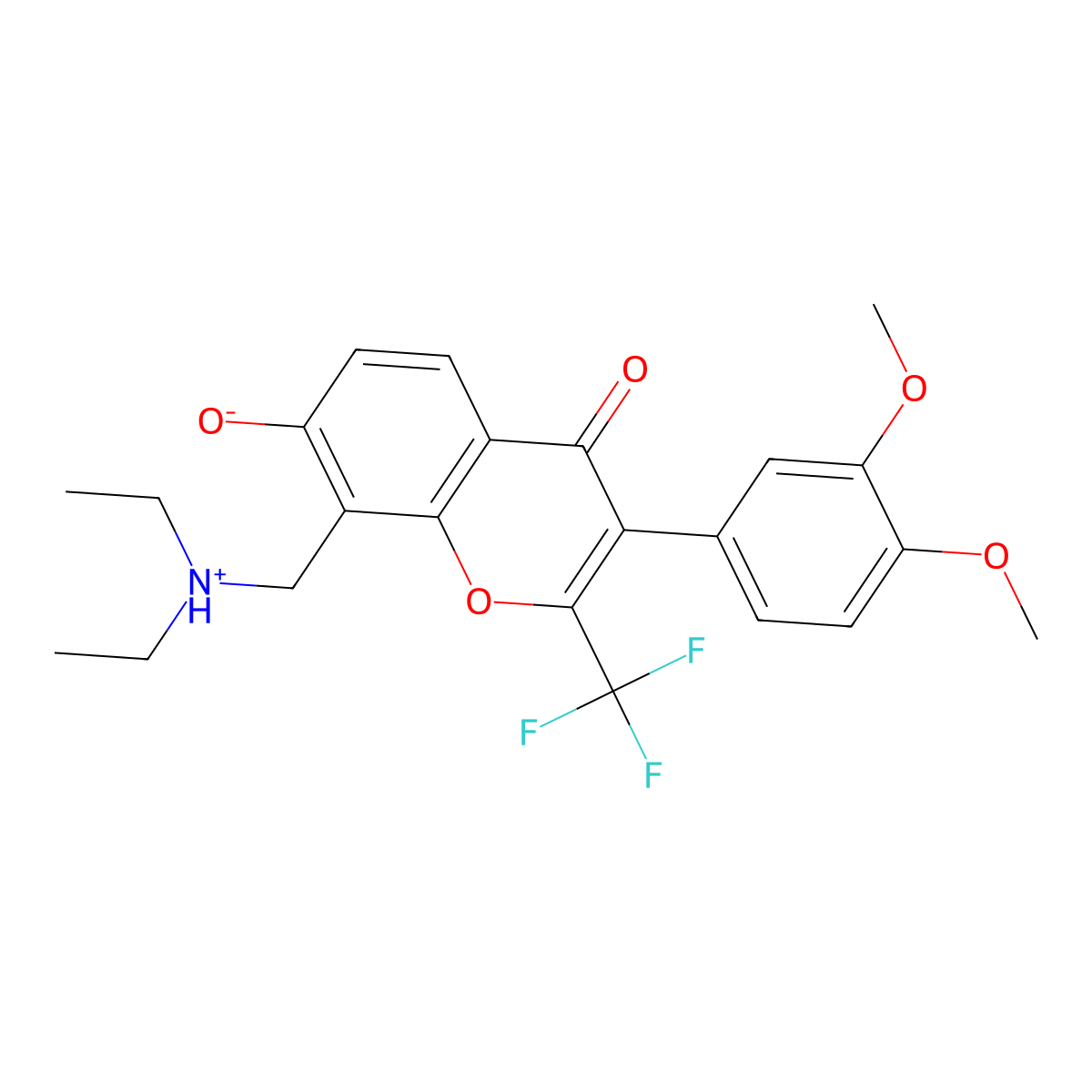 8-[(diethylamino)methyl]-3-(3,4-dimethoxyphenyl)-7-hydroxy-2-(trifluoromethyl)-4H-chromen-4-one molecular structure, CAS 307534-97-0