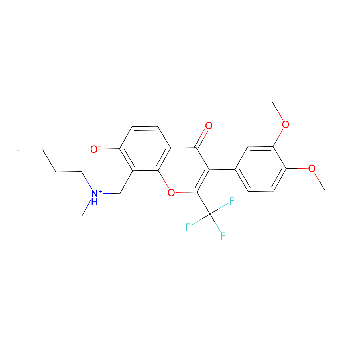 8-[[Butyl(methyl)amino]methyl]-3-(3,4-dimethoxyphenyl)-7-hydroxy-2-(trifluoromethyl)chromen-4-one molecular structure, CAS 307534-98-1