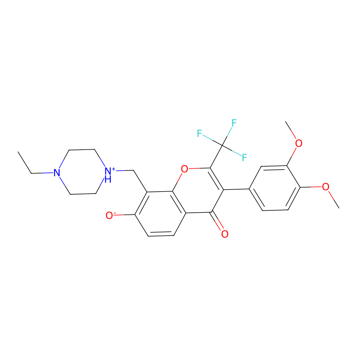3-(3,4-dimethoxyphenyl)-8-[(4-ethylpiperazin-1-yl)methyl]-7-hydroxy-2-(trifluoromethyl)-4H-chromen-4-one molecular structure, CAS 307535-09-7