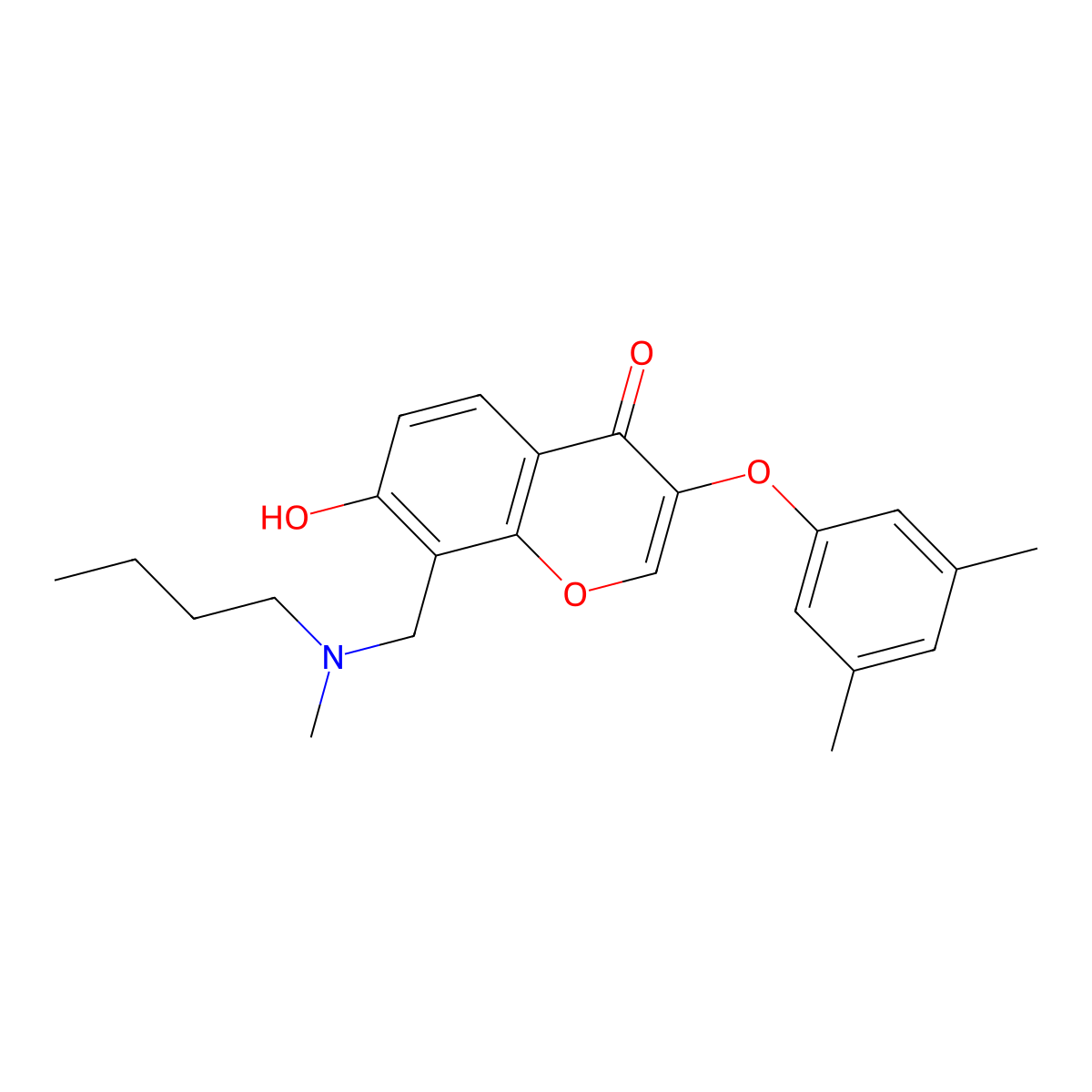 8-{[butyl(methyl)amino]methyl}-3-(3,5-dimethylphenoxy)-7-hydroxy-4H-chromen-4-one molecular structure, CAS 307535-26-8