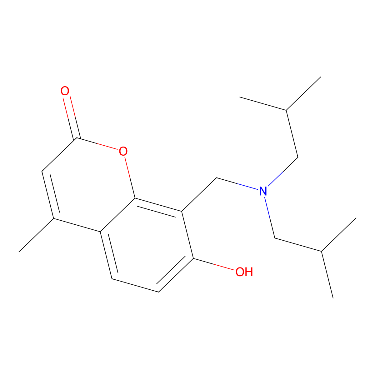 8-{[bis(2-methylpropyl)amino]methyl}-7-hydroxy-4-methyl-2H-chromen-2-one molecular structure, CAS 307535-30-4