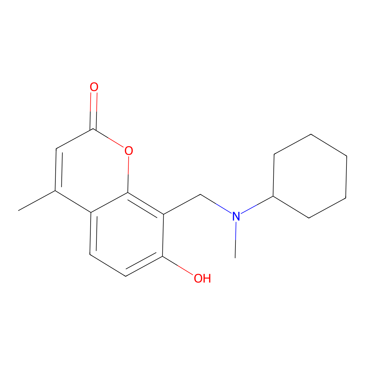 8-{[cyclohexyl(methyl)amino]methyl}-7-hydroxy-4-methyl-2H-chromen-2-one molecular structure, CAS 307535-31-5