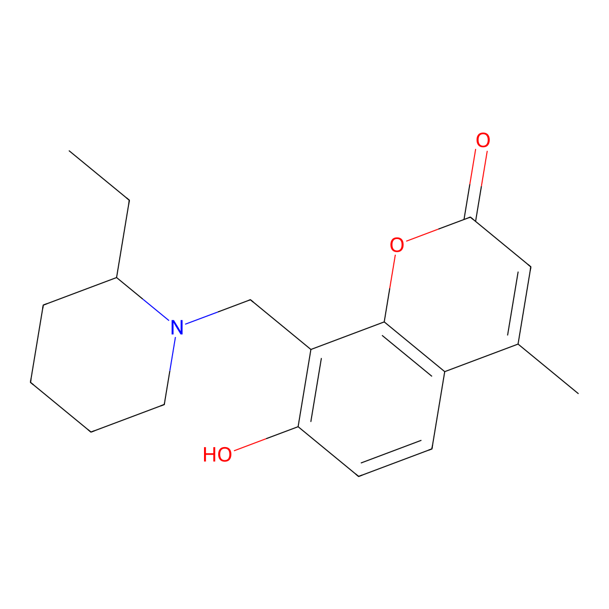8-(2-Ethyl-piperidin-1-ylmethyl)-7-hydroxy-4-methyl-chromen-2-one molecular structure, CAS 307535-35-9