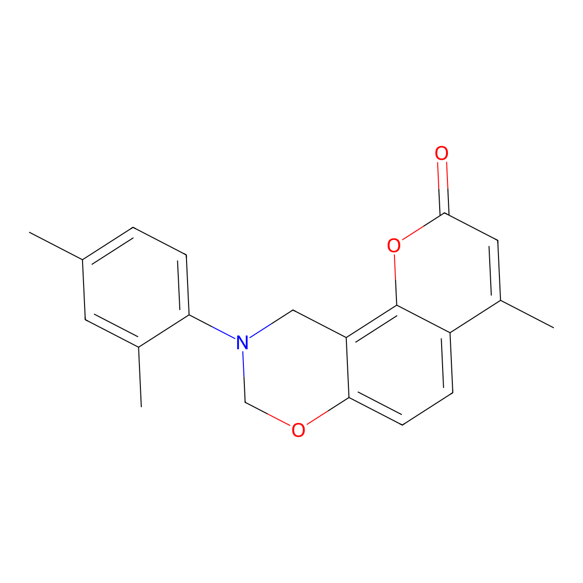 9-(2,4-Dimethylphenyl)-4-methyl-8,10-dihydropyrano[2,3-f][1,3]benzoxazin-2-one molecular structure, CAS 307535-41-7