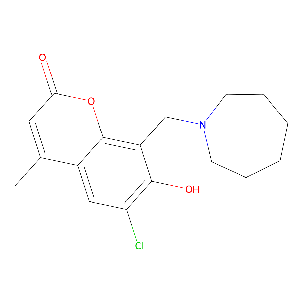 8-(azepan-1-ylmethyl)-6-chloro-7-hydroxy-4-methyl-2H-chromen-2-one molecular structure, CAS 307535-48-4