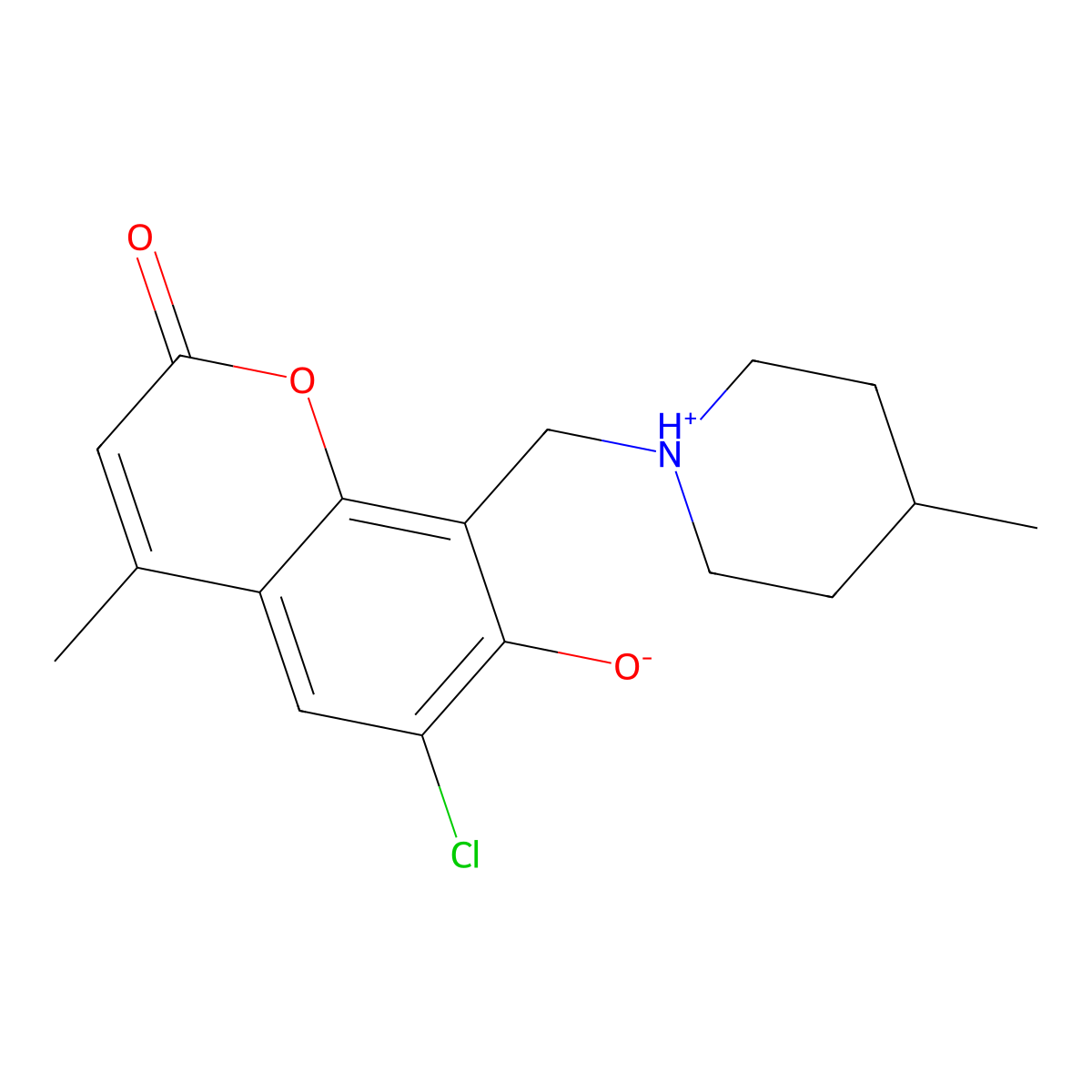 6-Chloro-7-hydroxy-4-methyl-8-[(4-methylpiperidin-1-yl)methyl]chromen-2-one molecular structure, CAS 307535-50-8