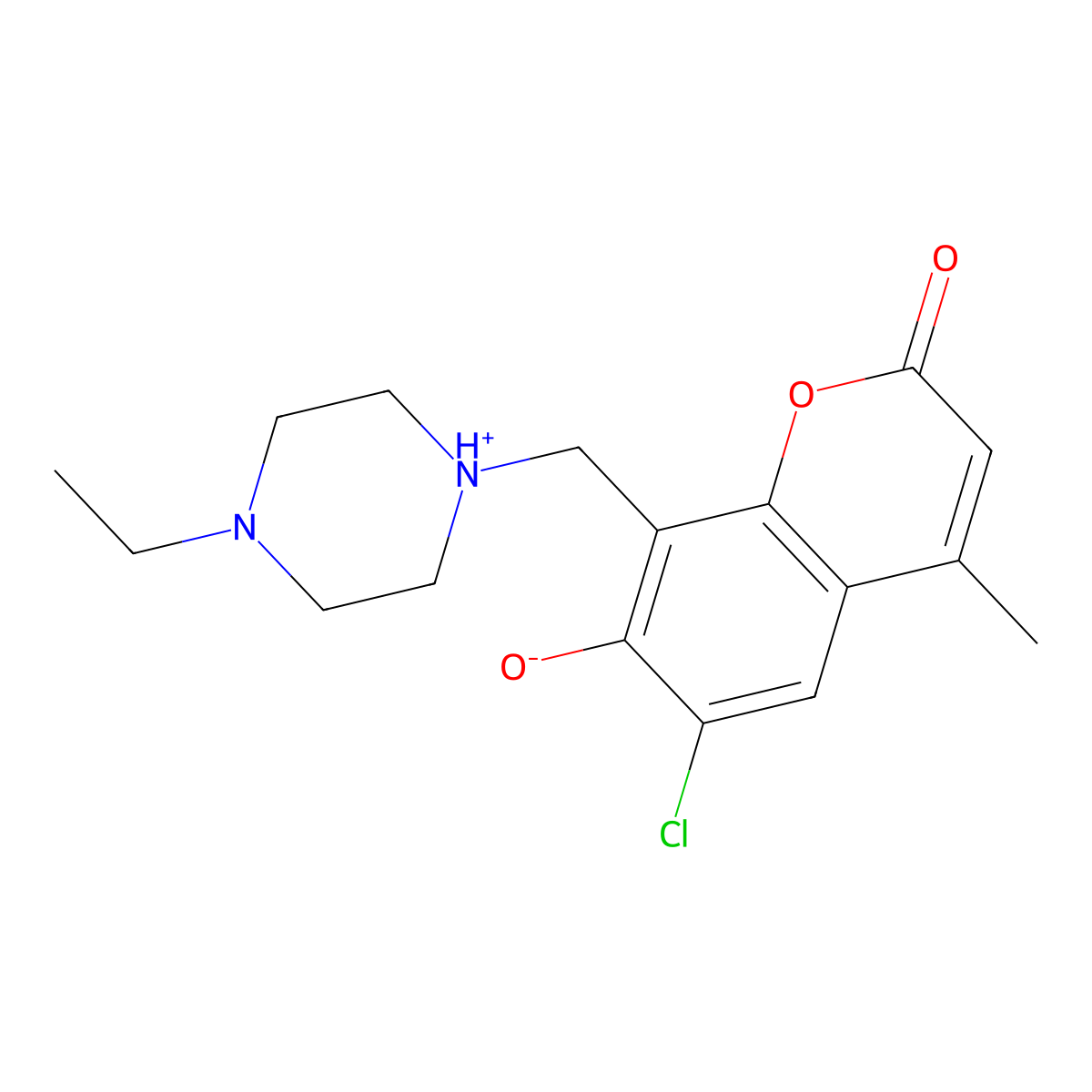 6-Chloro-8-[(4-ethylpiperazin-1-yl)methyl]-7-hydroxy-4-methylchromen-2-one molecular structure, CAS 307535-52-0