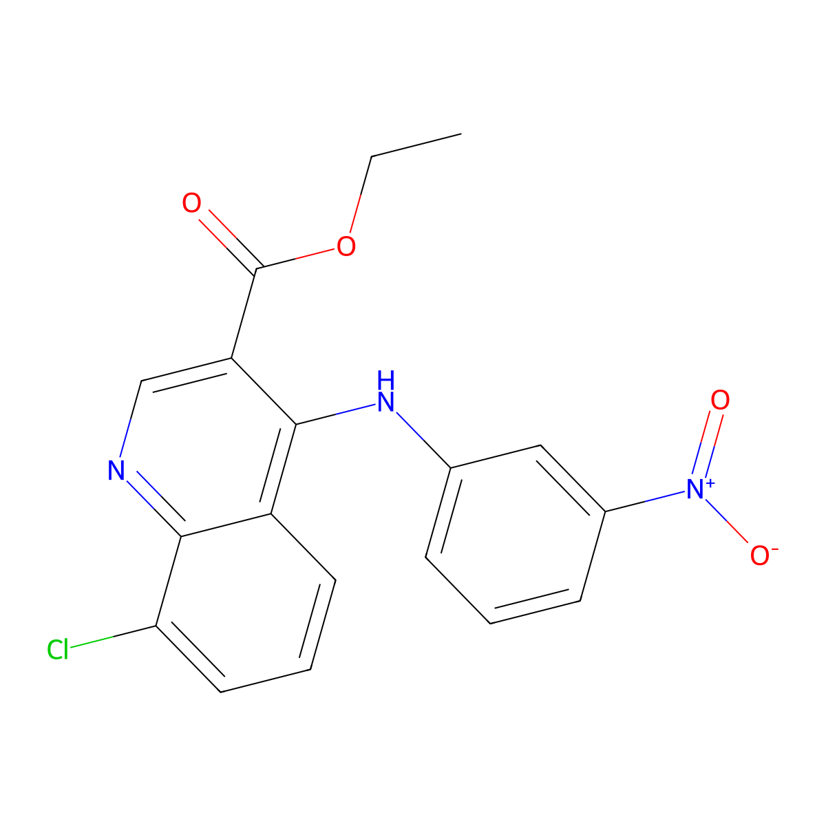 Ethyl 8-chloro-4-[(3-nitrophenyl)amino]quinoline-3-carboxylate molecular structure, CAS 307536-14-7