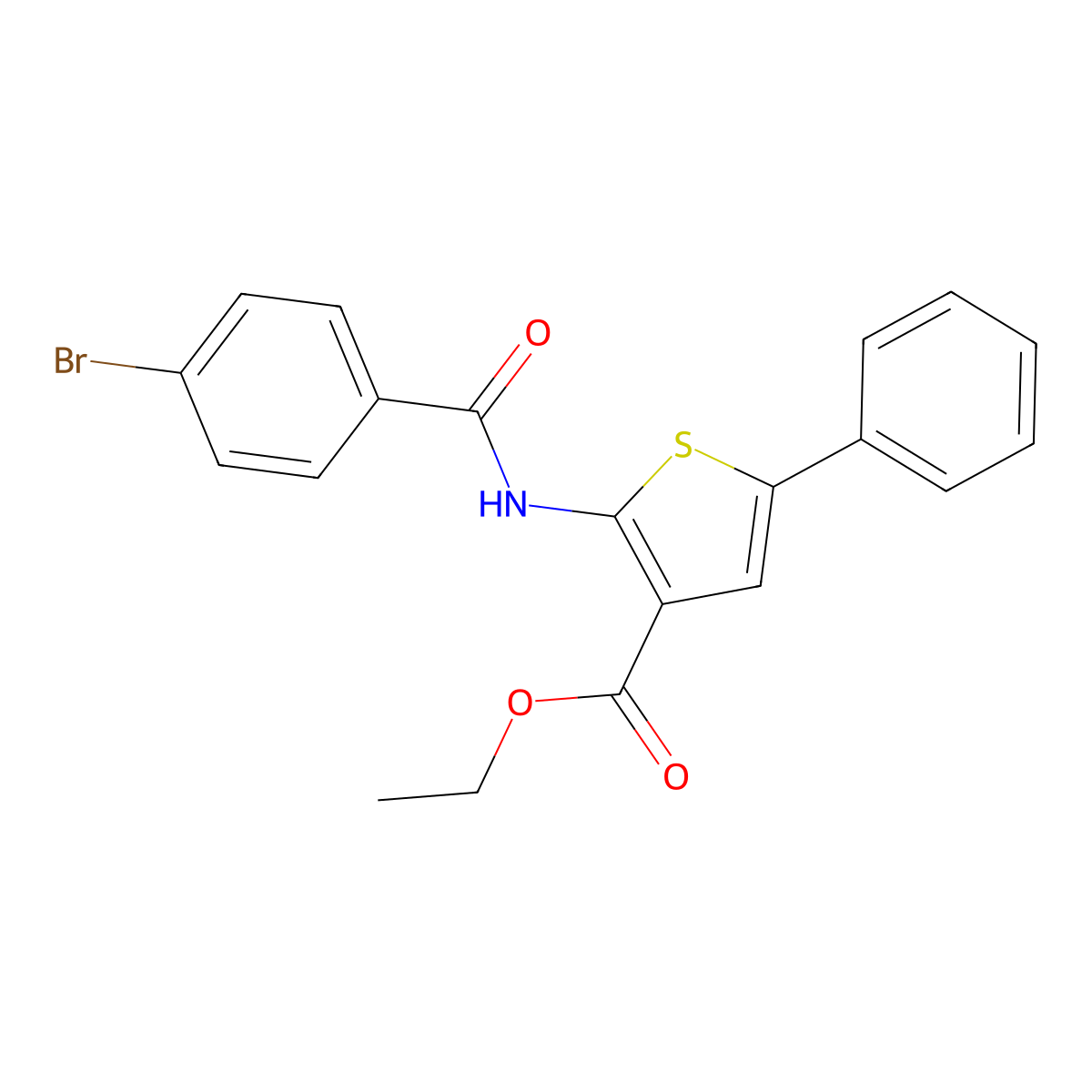Ethyl 2-[(4-bromobenzoyl)amino]-5-phenylthiophene-3-carboxylate molecular structure, CAS 307536-19-2