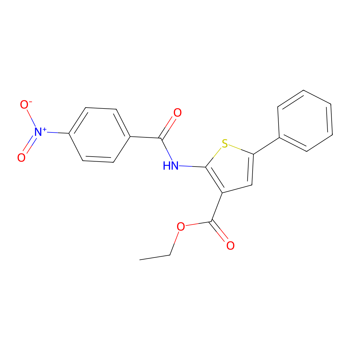 Ethyl 2-(4-nitrobenzamido)-5-phenylthiophene-3-carboxylate molecular structure, CAS 307536-20-5