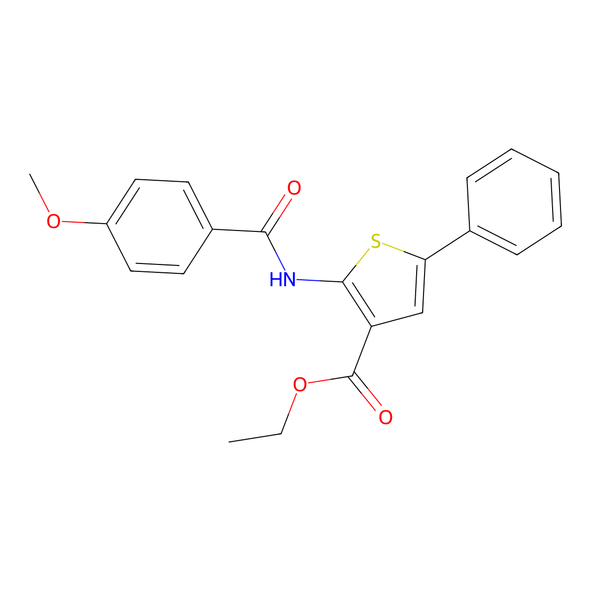 Ethyl 2-[(4-methoxybenzoyl)amino]-5-phenylthiophene-3-carboxylate molecular structure, CAS 307536-21-6