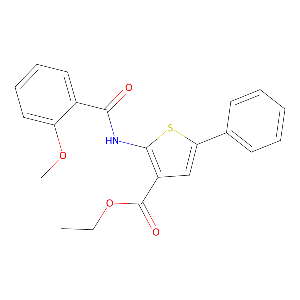 Ethyl 2-[(2-methoxybenzoyl)amino]-5-phenylthiophene-3-carboxylate molecular structure, CAS 307536-22-7