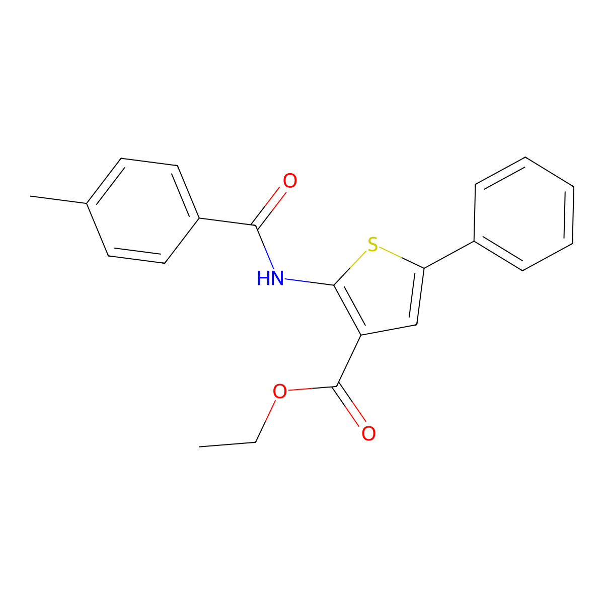 Ethyl 2-[(4-methylbenzoyl)amino]-5-phenylthiophene-3-carboxylate molecular structure, CAS 307536-23-8