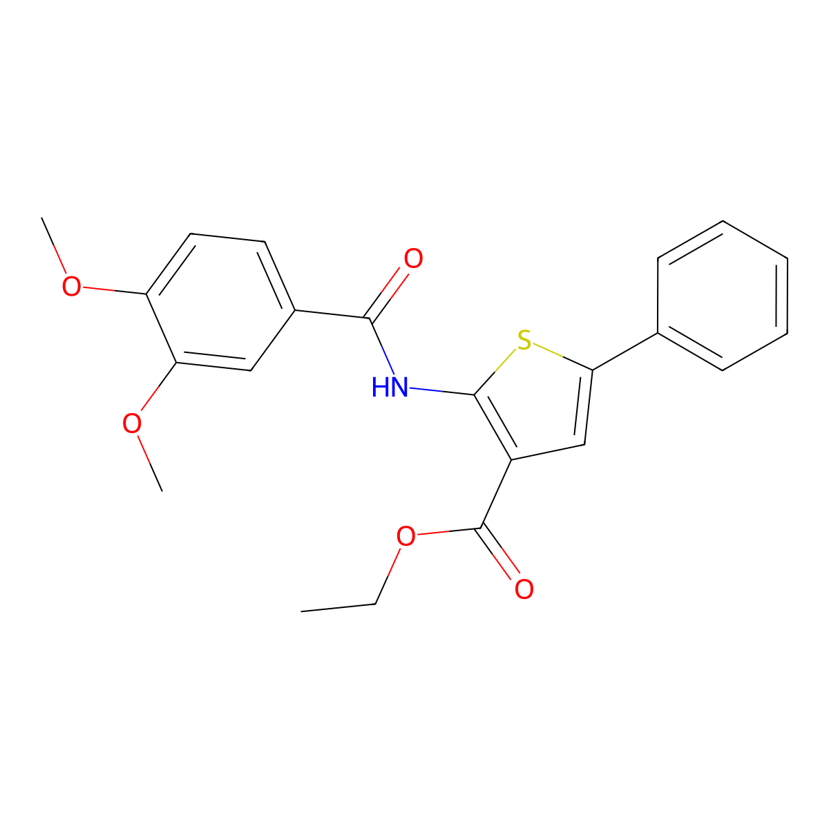 Ethyl 2-[(3,4-dimethoxybenzoyl)amino]-5-phenylthiophene-3-carboxylate molecular structure, CAS 307536-26-1
