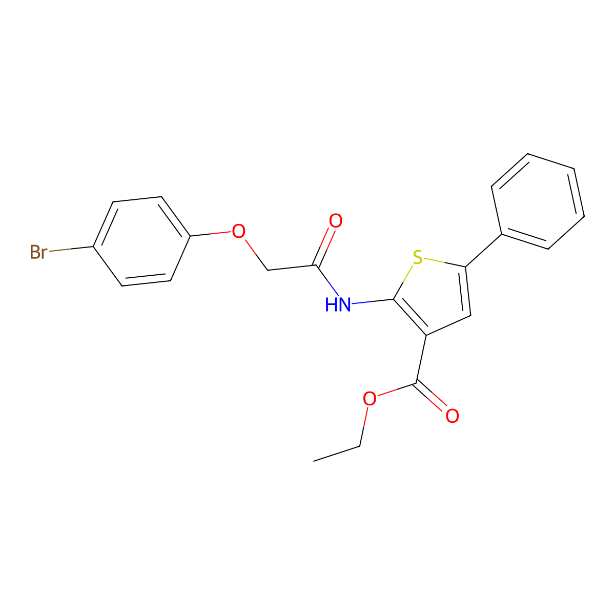 Ethyl 2-{[(4-bromophenoxy)acetyl]amino}-5-phenyl-3-thiophenecarboxylate molecular structure, CAS 307536-28-3