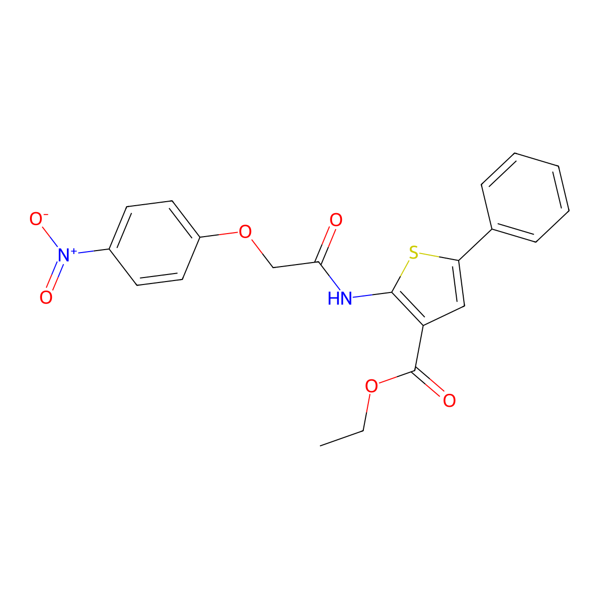 Ethyl 2-[[2-(4-nitrophenoxy)acetyl]amino]-5-phenylthiophene-3-carboxylate molecular structure, CAS 307536-31-8