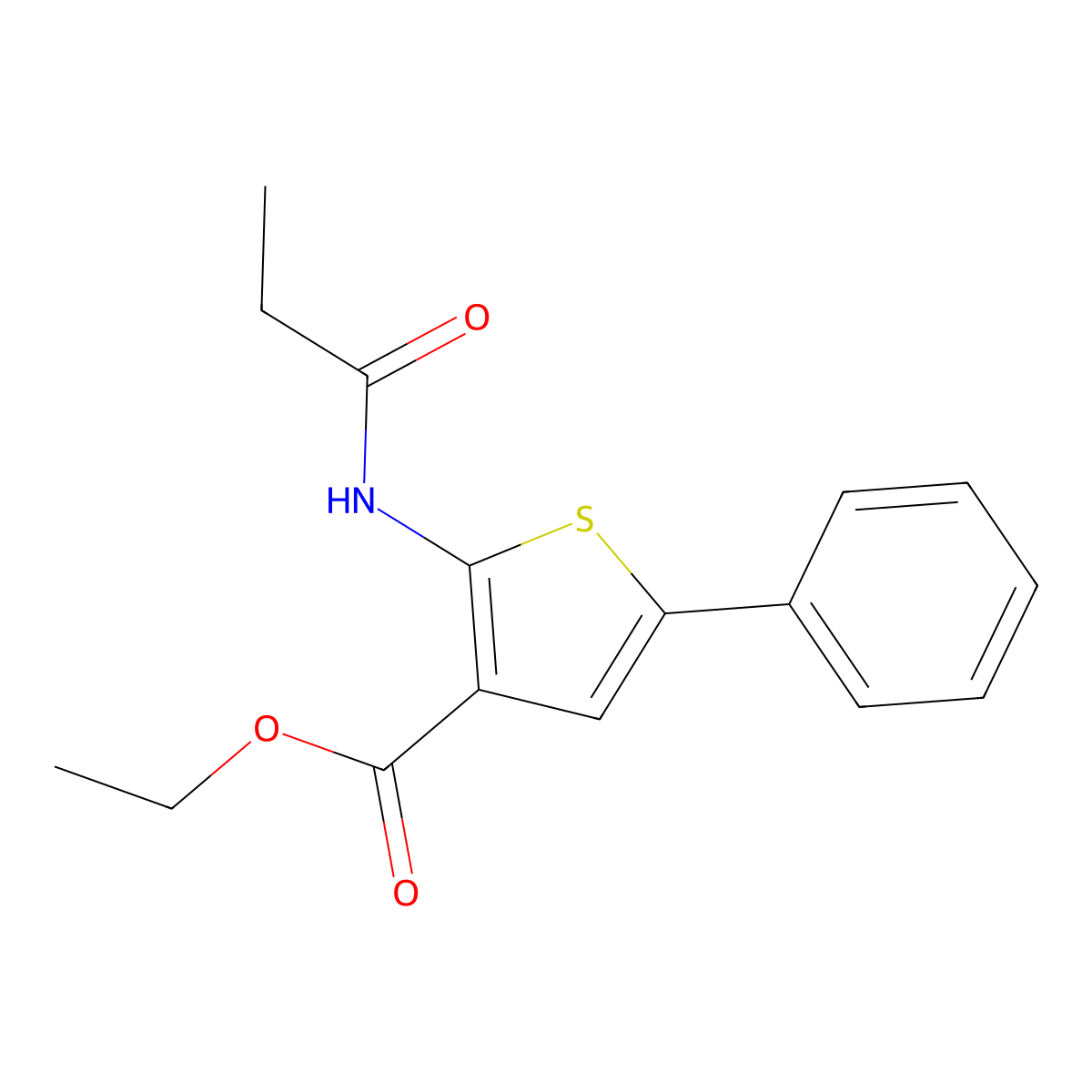 Ethyl 5-phenyl-2-(propanoylamino)thiophene-3-carboxylate molecular structure, CAS 307536-34-1
