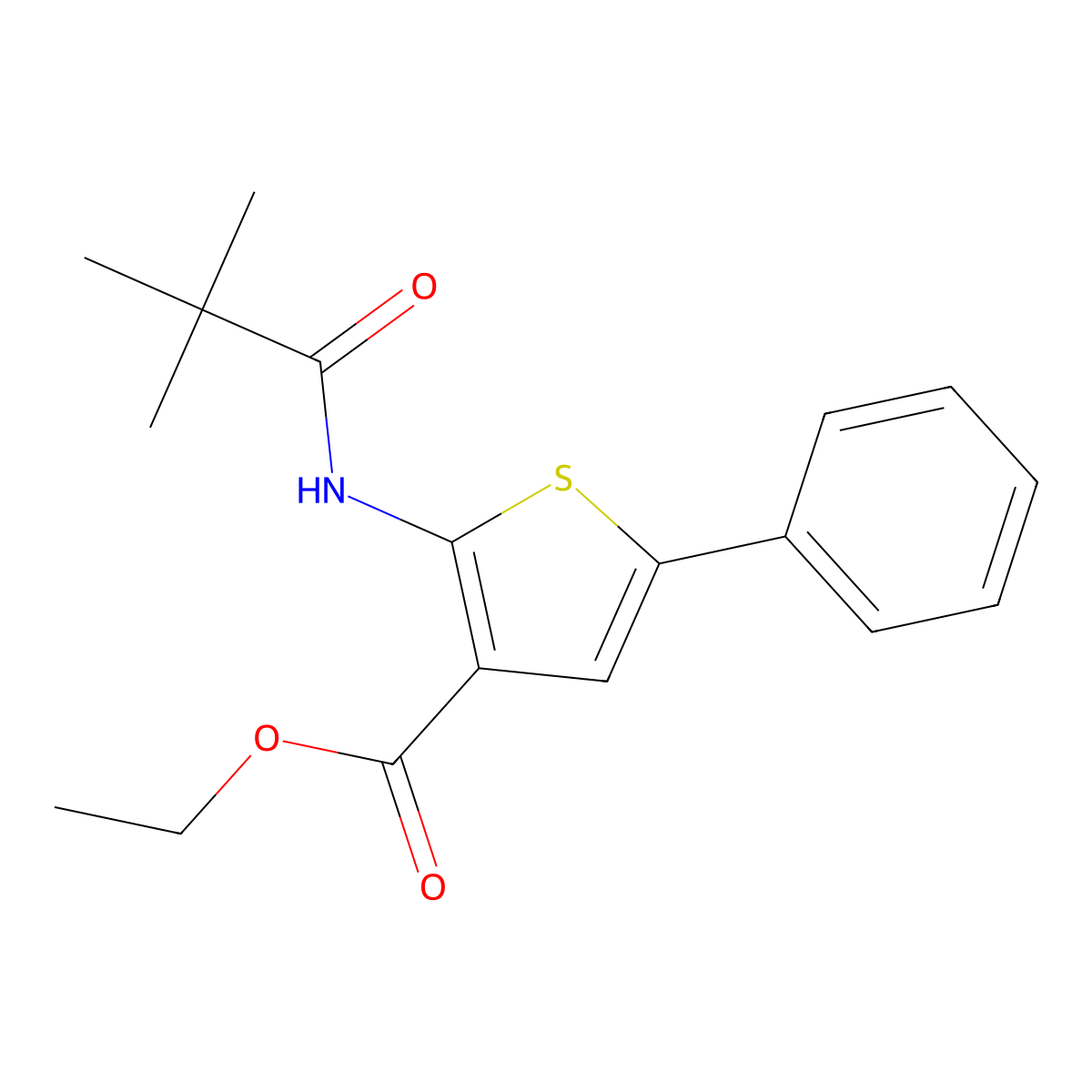 Ethyl 2-[(2,2-dimethylpropanoyl)amino]-5-phenylthiophene-3-carboxylate molecular structure, CAS 307536-35-2