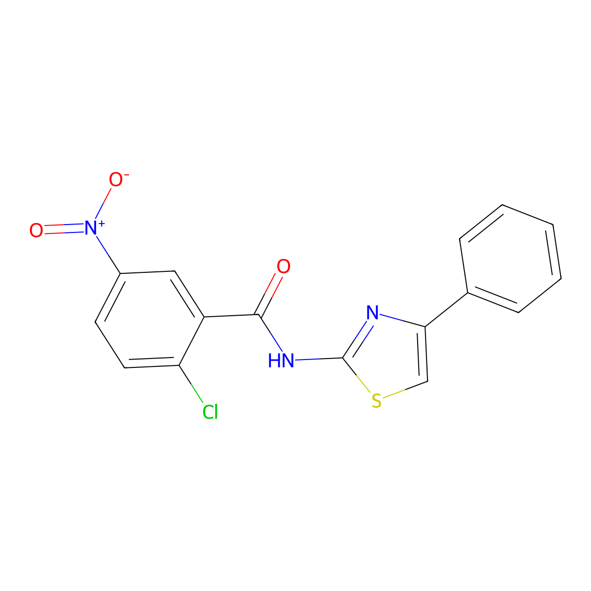 2-chloro-5-nitro-N-(4-phenyl-1,3-thiazol-2-yl)benzamide molecular structure, CAS 307536-44-3