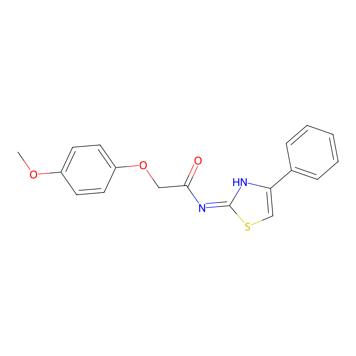 2-(4-methoxyphenoxy)-N-(4-phenyl-1,3-thiazol-2-yl)acetamide molecular structure, CAS 307536-47-6