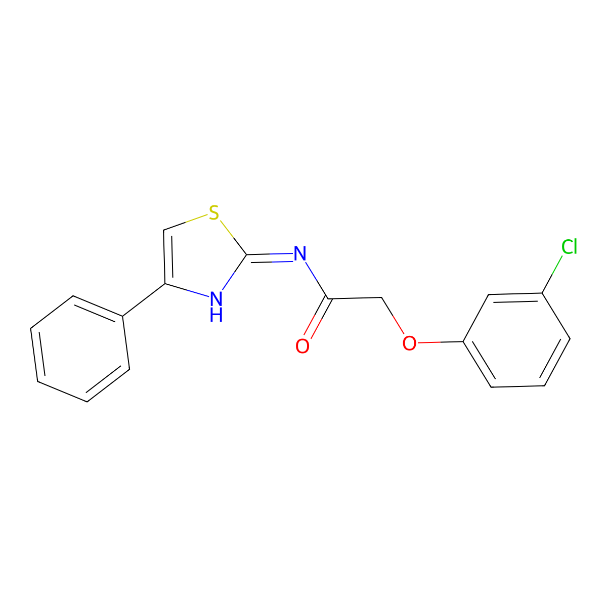 2-(3-chlorophenoxy)-N-(4-phenyl-1,3-thiazol-2-yl)acetamide molecular structure, CAS 307536-51-2