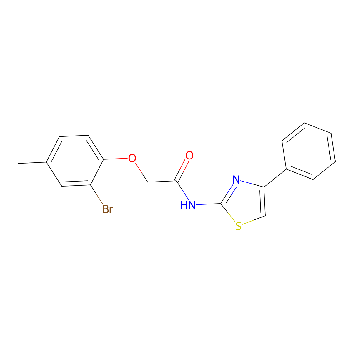 2-(2-bromo-4-methylphenoxy)-N-(4-phenyl-1,3-thiazol-2-yl)acetamide molecular structure, CAS 307536-53-4