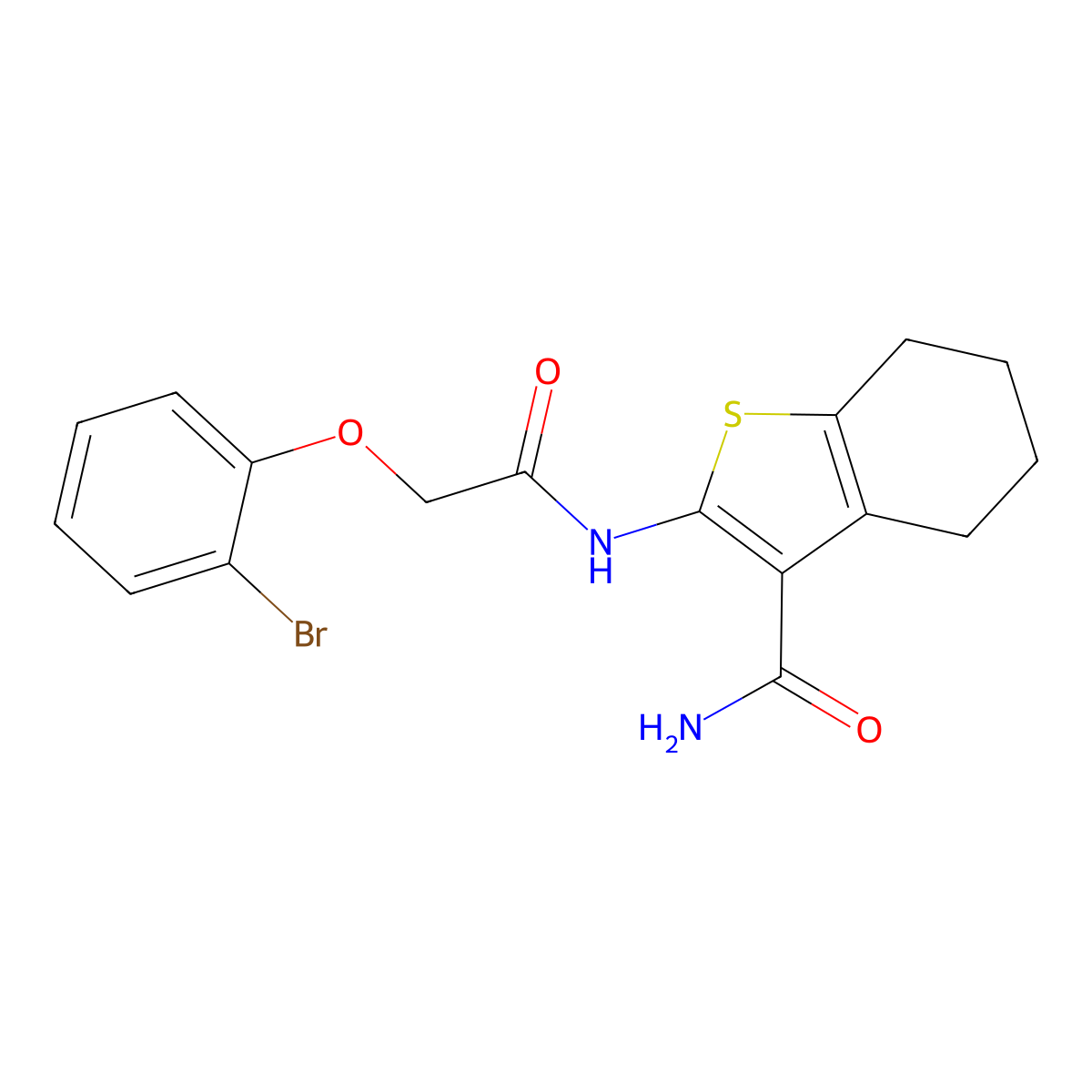 2-[[2-(2-Bromophenoxy)acetyl]amino]-4,5,6,7-tetrahydro-1-benzothiophene-3-carboxamide molecular structure, CAS 307537-43-5