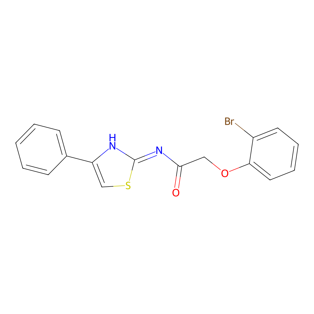 2-(2-bromophenoxy)-N-[(2Z)-4-phenyl-1,3-thiazol-2(3H)-ylidene]acetamide molecular structure, CAS 307537-52-6