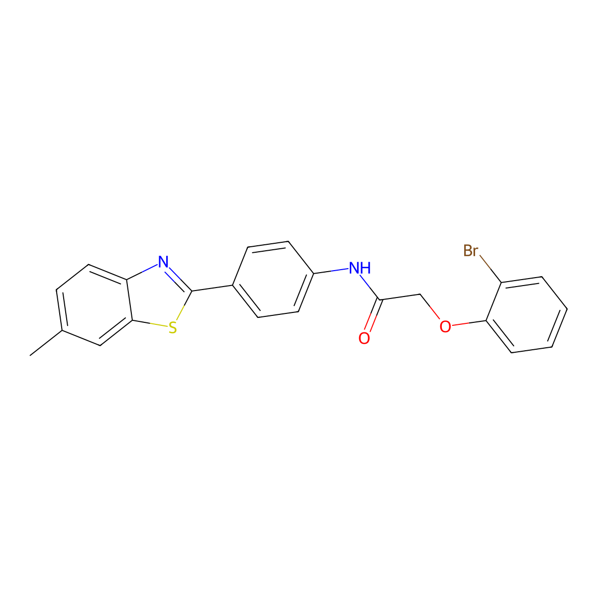2-(2-bromophenoxy)-N-[4-(6-methyl-1,3-benzothiazol-2-yl)phenyl]acetamide molecular structure, CAS 307537-69-5