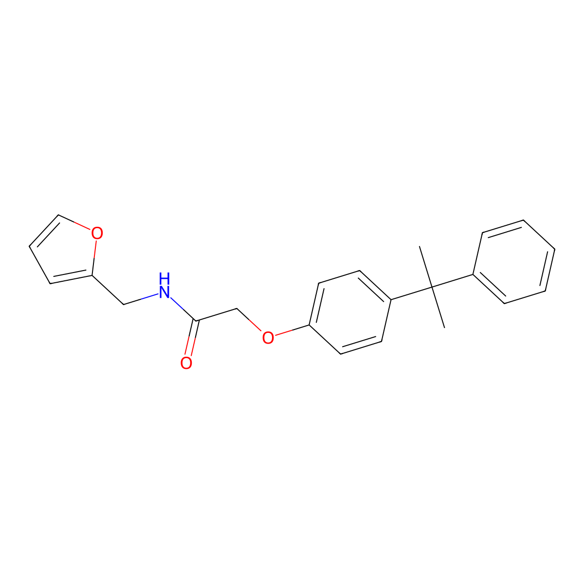 N-(furan-2-ylmethyl)-2-(4-(2-phenylpropan-2-yl)phenoxy)acetamide molecular structure, CAS 307537-88-8